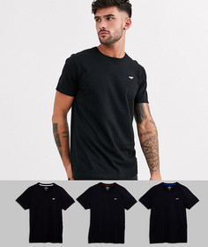 Комплект из 3 футболок с логотипом Hollister-Черный