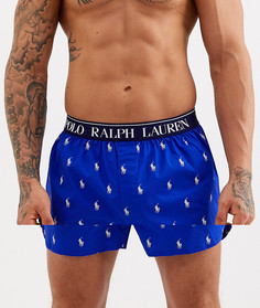 Темно-синие тканые боксеры узкого кроя с принтом логотипа Polo Ralph Lauren-Темно-синий