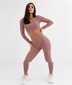 Спортивный костюм в рубчик ASOS DESIGN-Розовый