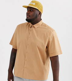 Светло-коричневая oversized-рубашка ASOS DESIGN Plus-Светло-коричневый