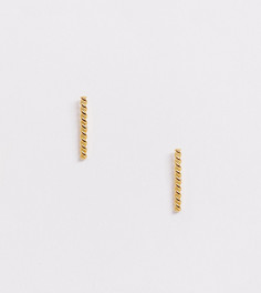 Серьги-гвоздики из позолоченного серебра в виде перекрученной планки ASOS DESIGN-Золотой