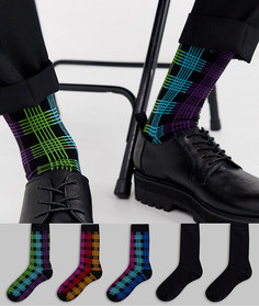 Набор из 5 пар носков в клетку ASOS DESIGN-Мульти