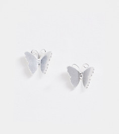 Серебряные серьги-гвоздики в виде бабочек ASOS DESIGN-Серебряный