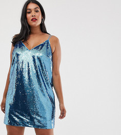 Платье мини с пайетками ASOS DESIGN Curve-Синий