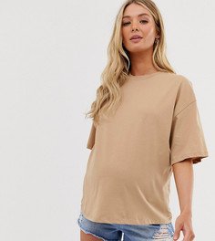 Oversize-футболка песочного цвета ASOS DESIGN Maternity-Коричневый