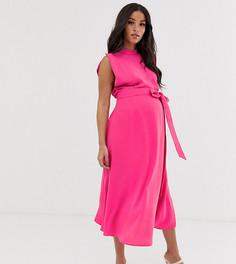 Приталенное платье миди с разрезами на коротких рукавах ASOS DESIGN Maternity-Розовый