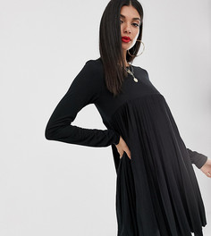 Плиссированное свободное платье ASOS DESIGN Tall-Черный