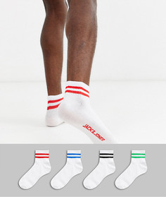 Набор из 4 пар спортивных носков с полосой Jack & Jones-Белый
