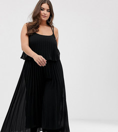 Комбинезон с укороченным топом и плиссировкой ASOS DESIGN Curve-Черный