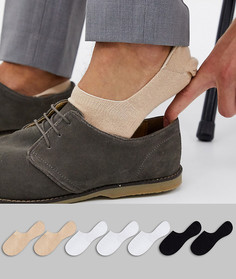 Набор из 7 пар невидимых носков ASOS DESIGN (черные/белые/песочные) - Скидка-Мульти