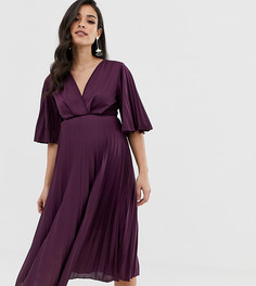 Плиссированное платье миди в стиле кимоно ASOS DESIGN Maternity-Фиолетовый
