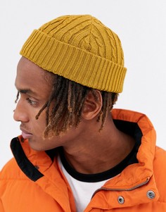 Горчично-желтая шапка-бини с отделкой "косы" ASOS DESIGN-Желтый