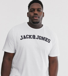 Футболка с логотипом на груди Jack & Jones Originals Plus-Белый