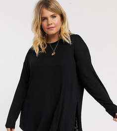 Черный удлиненный топ из фактурного трикотажа ASOS DESIGN Curve