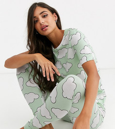Пижамная футболка и леггинсы ASOS DESIGN Tall-Зеленый