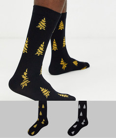 Носки до щиколотки с блестящим новогодним рисунком ASOS DESIGN - Набор из 2 пар со скидкой-Мульти
