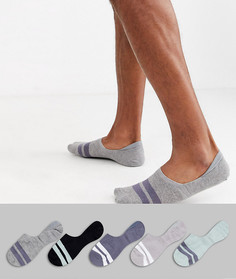Набор из 5 пар невидимых носков в серых тонах ASOS DESIGN, скидка-Мульти