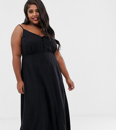 Платье макси на пуговицах ASOS DESIGN Curve-Черный