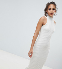 Трикотажное платье миди в рубчик ASOS DESIGN TALL-Бежевый