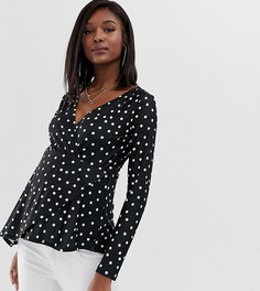 Асимметричный топ в горох с запахом ASOS DESIGN Maternity-Мульти