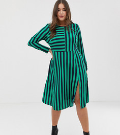 Платье миди с полосками ASOS DESIGN Curve-Мульти