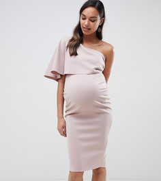 Платье миди на одно плечо с кейпом ASOS DESIGN Maternity-Розовый