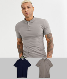 2 обтягивающих поло из органического хлопка ASOS DESIGN - Скидка-Мульти