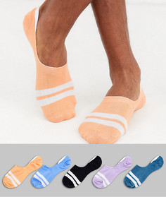 5 пар невидимых носков с полосками ASOS DESIGN - Скидка-Мульти