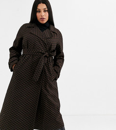 Тренч в шахматную клетку ASOS DESIGN Curve-Мульти