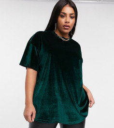 Бархатная oversize-футболка ASOS DESIGN Curve-Зеленый