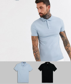 Набор из 2 облегающих трикотажных поло из органического хлопка ASOS DESIGN - Скидка-Мульти