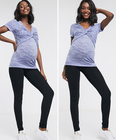 2 пары леггинсов черного цвета с завышенной талией ASOS DESIGN Maternity Tall-Черный