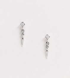 Серебряные серьги с искусственным кристаллом и подвеской-шипом ASOS DESIGN-Серебряный