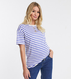 Футболка бойфренда в полоску ASOS DESIGN Maternity-Синий