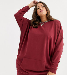 Трикотажное платье с передним карманом ASOS DESIGN Curve-Красный