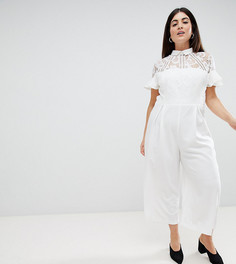 Комбинезон с кружевным топом и кюлотами ASOS DESIGN Curve-Белый