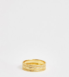 Серебряное позолоченное кольцо с тисненым дизайном ASOS DESIGN-Золотой