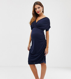 Платье миди со сборками Mamalicious maternity-Темно-синий Mama.Licious
