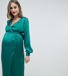 Жаккардовое платье миди на пуговицах ASOS DESIGN Maternity-Зеленый