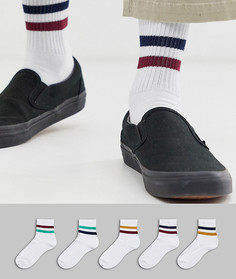 Короткие носки с контрастными полосками ASOS DESIGN - Набор из 5 пар со скидкой-Мульти