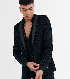 Серый супероблегающий пиджак с флоковым рисунком змеиной кожи Twisted Tailor Tall