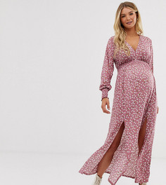 Платье макси с цветочным принтом и разрезами ASOS DESIGN Maternity-Мульти