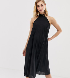 Платье миди с плиссировкой, открытой спиной и халтером ASOS DESIGN Maternity-Черный