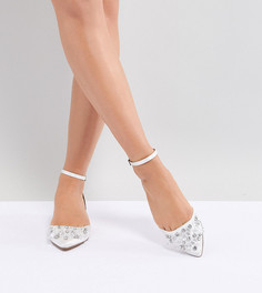 Балетки для широкой стопы с отделкой ASOS DESIGN-Белый