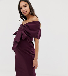 Платье миди с запахом, спущенными плечами и завязкой ASOS DESIGN Maternity-Красный
