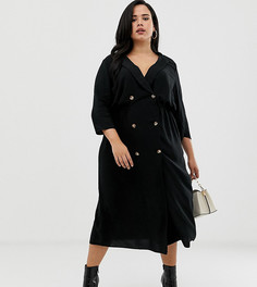Платье-рубашка миди на пуговицах ASOS DESIGN Curve-Черный