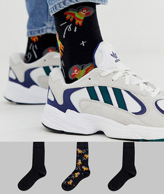 Набор из 3 пар носков до щиколотки (со сплошным принтом "пиньята"/др.) ASOS DESIGN - Скидка-Черный