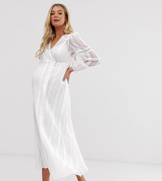 Платье макси с запахом и кружевными вставками ASOS DESIGN Maternity-Белый