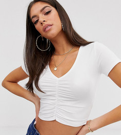 Белая футболка с короткими рукавами и сборками ASOS DESIGN Tall-Белый