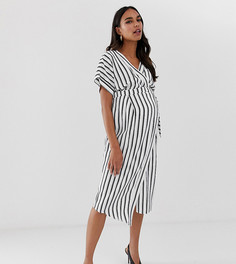 Платье миди в полоску с запахом ASOS DESIGN Maternity-Мульти